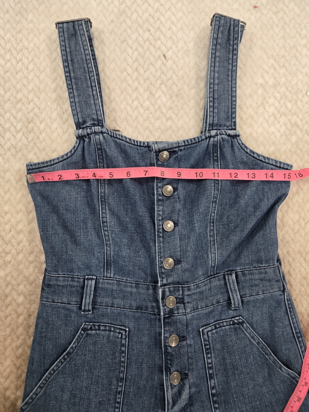 Aerie Denim Wide Leg Jumpsuit Small Button Front Utility Pocket Overalls - Picture 7 of 15